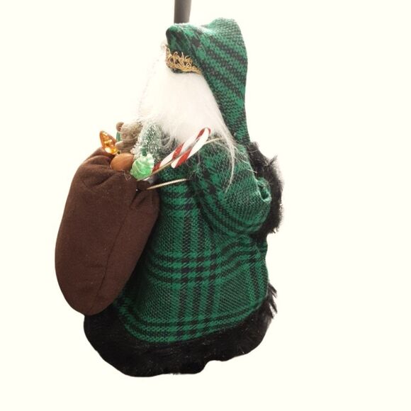 VINTAGE Saint Nicholas Figure Green Plaid with Wreath & Sack of … - Picture 3 of 9